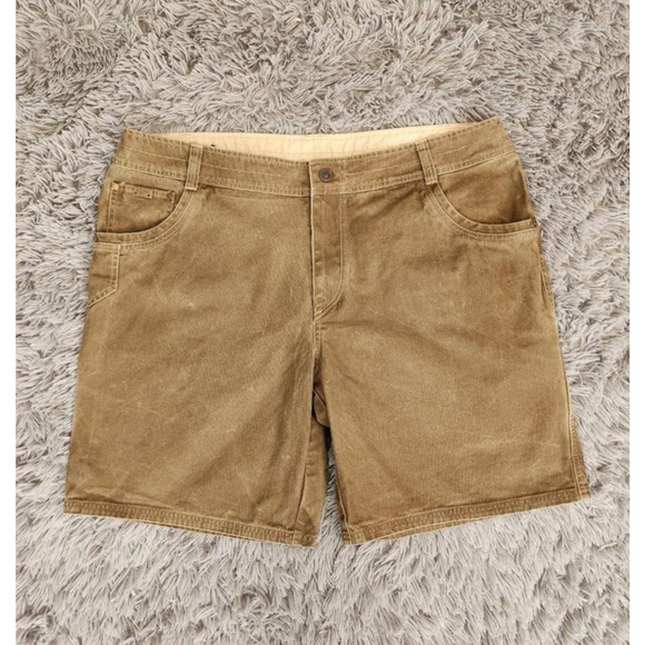 Kuhl Shorts Mens 42 Tan Brown Rugged Canvas Workwear Utility Vintage The Law - Picture 1 of 14